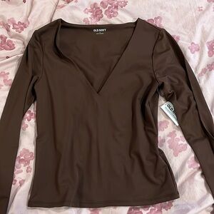 [old navy] dark brown v neck top
